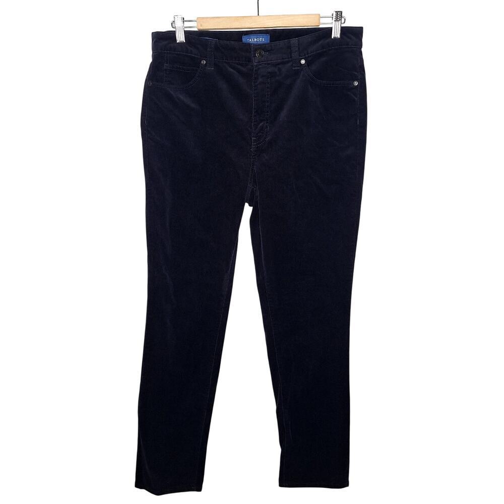 Talbots High Waist Straight Leg Corduroy Pants Jeans 10 Mid Rise Midnight Blue